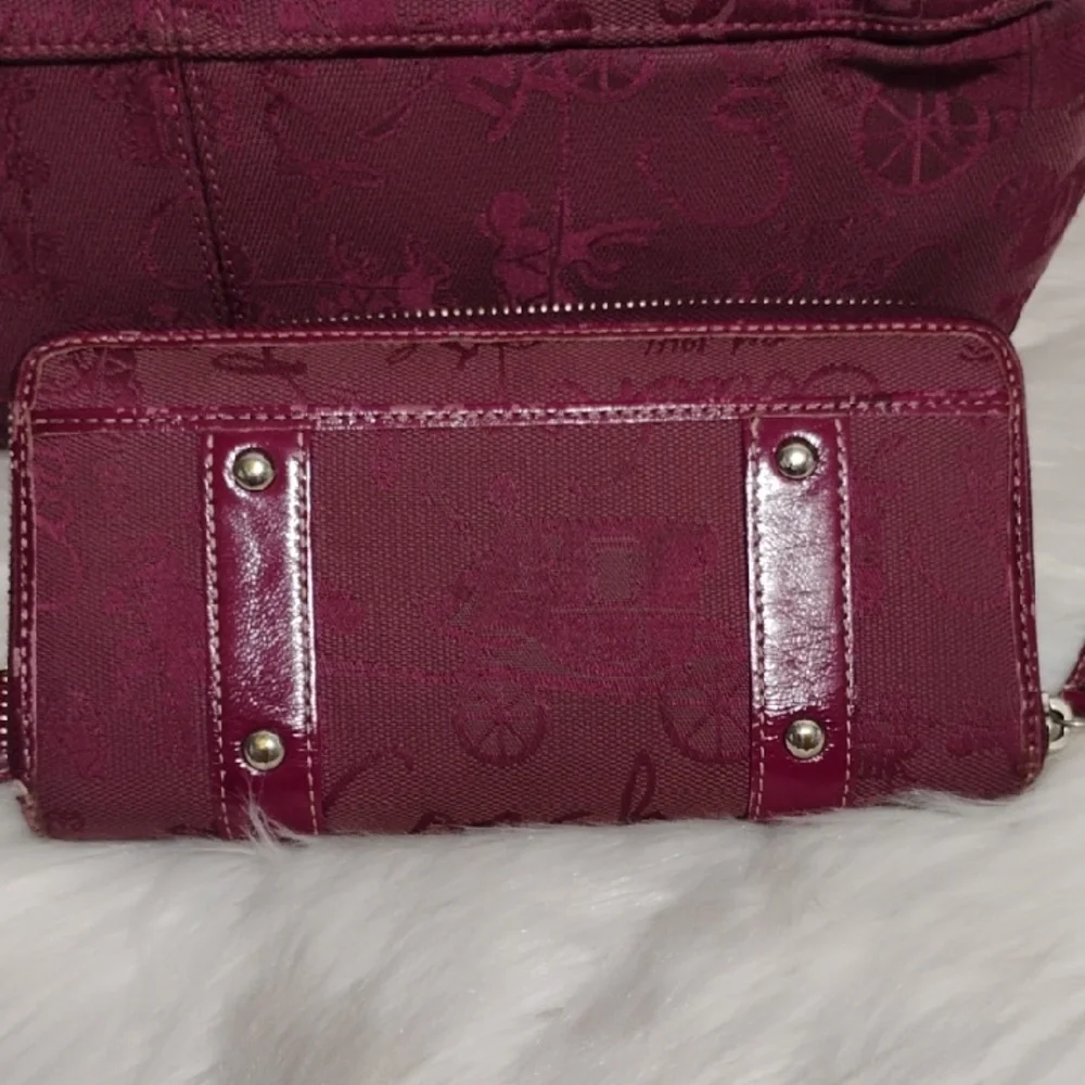 SOLD SOLD SOLD!oach Chelsea Horse & Carriage Vintage Maroon Satchel & Wallet Set - Picture 8 of 14